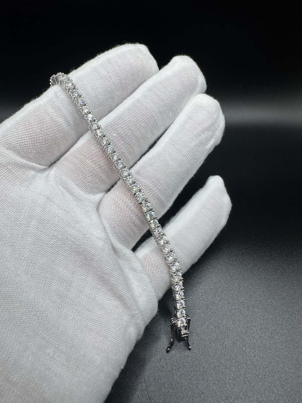 925 Sterling Silver Moissanite Tennis Bracelet 3mm 6.5" D VVS1 GRA Women's
